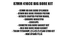 400EX 400X 87mm Big Bore Kit +2 Cylinder Piston 416cc Top End Rebuild Parts Kit