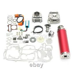 Red 100cc Big Bore Set Power Pack Exhaust Parts Kit For Gy6 50cc QMB139 Scooter