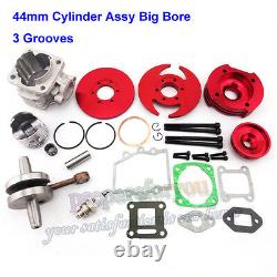 Red 44mm Big Bore Kit Cylinder Assy Pocket Bike 47cc 49cc ATV Minimoto Mini Dirt