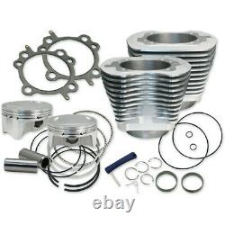 S&S Cycle 117 CI Big Bore Cylinder Kit Stone Gray 10.91 Compression 07-16 Harl