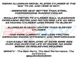 Yamaha Raptor 660 YFM 660R Nikasil Plated Cylinder 102mm +2 Big Bore Top End Kit