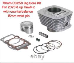 Kit Big Bore 70mm avec goupille de biellette de 15mm pour CG250 Hawk-X Tao Tao 2023 et plus