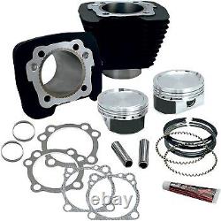 Kit de conversion S&S Wrinkle Black Big Bore 883 à 1200 pour Harley Sportster 86-22