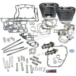 Kit de mise en place à grande course S&S Cycle Wrinkle Black 106 Big Bore 900-0354 (non expédié en Californie)