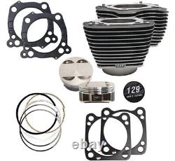 S&S Cycle 910-0843 Kit de gros alésage 129 po. Noir Gaufré avec Fini en Relief